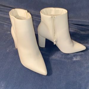 White leather boots